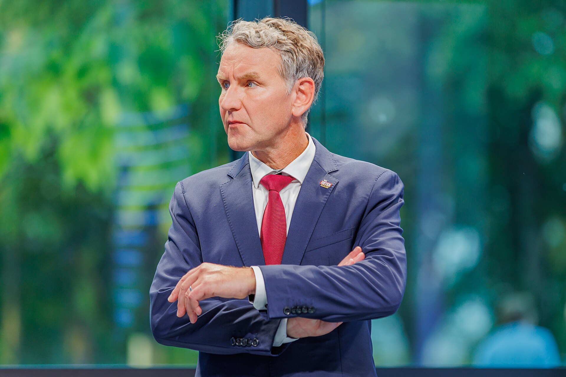Björn Höcke, AfD-Spitzenkandidat in Thüringen, in der Wahlnacht des 1. September 2024