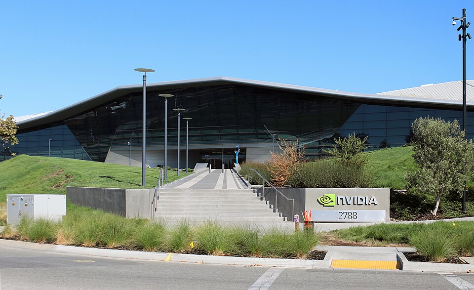Firmenzentrale von Nvidia, dessen Aktie am 27. Januar 2025 stark einbricht